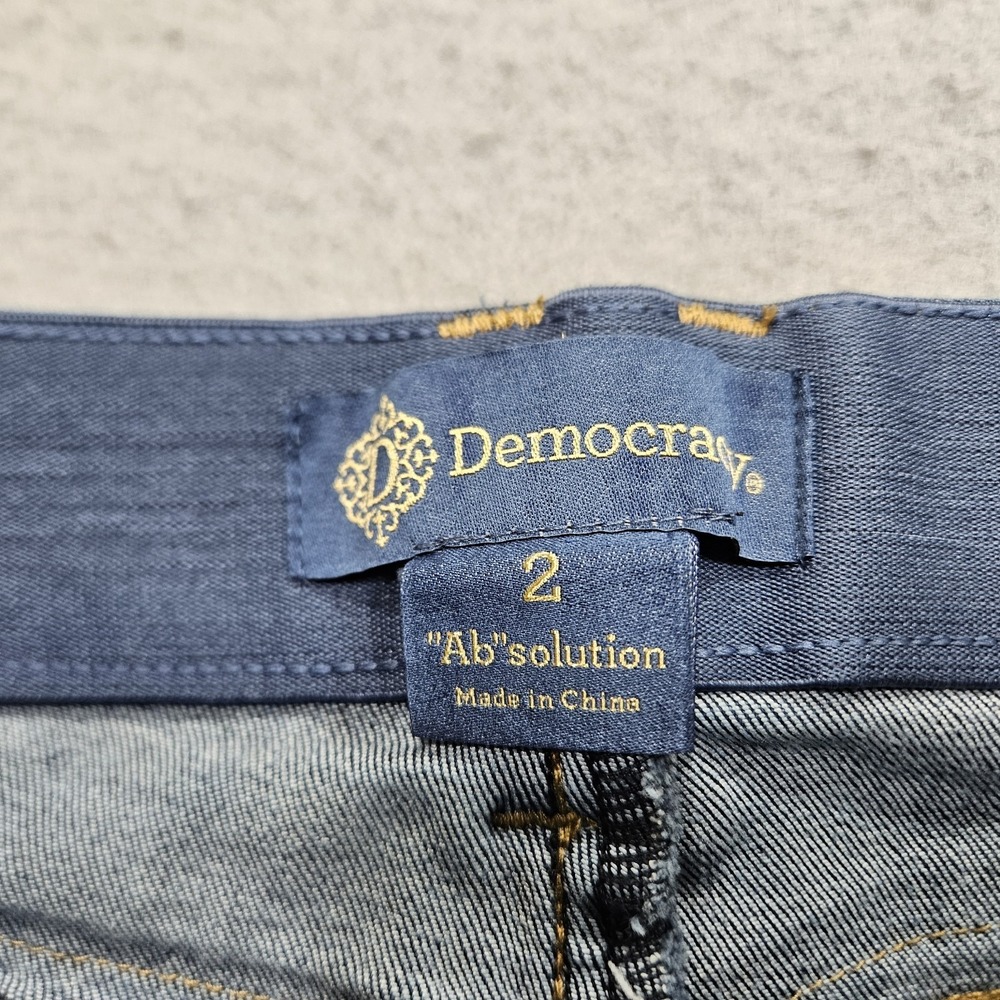 Democracy Skyrise Wide Leg Jeans Women 2 Blue Dark Wash Stretch Panel 26x33 - Picture 8 of 16